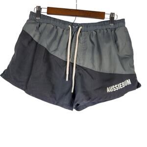 aussieBum Swim Trunks Short Shorts Mens M Gray Black Mesh Lined 3" Inseam